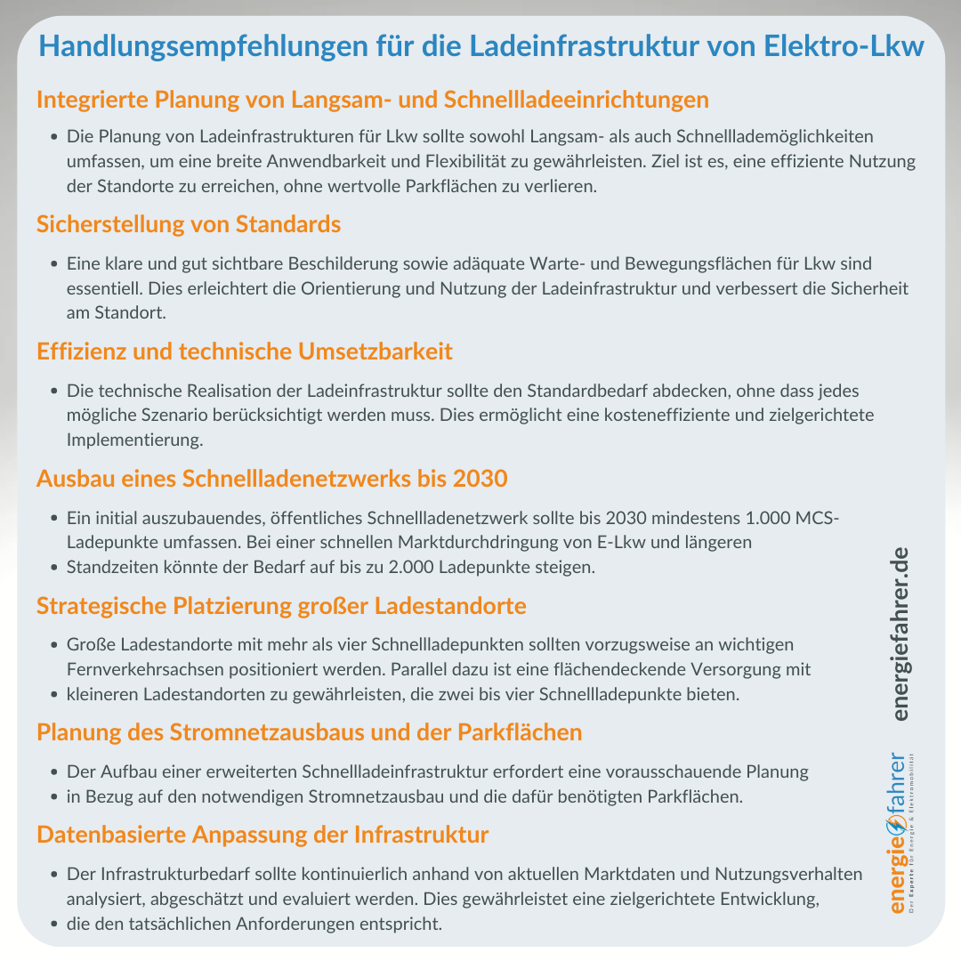 Handlungsempfehlungen für die Ladeinfrastruktur von Elektro-Lkw Handlungsempfehlungen für die Ladeinfrastruktur von Elektro-Lkw