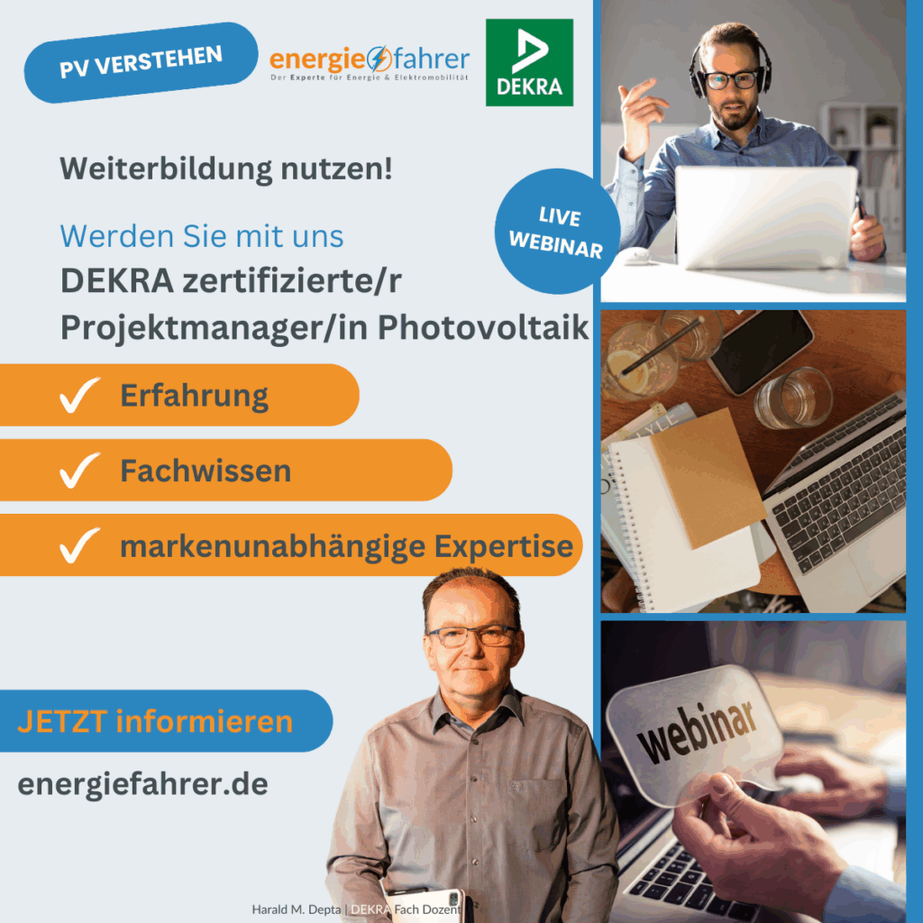 Werden Sie mit uns: DEKRA zertifizierte/r Projektmanager/in Photovoltaik