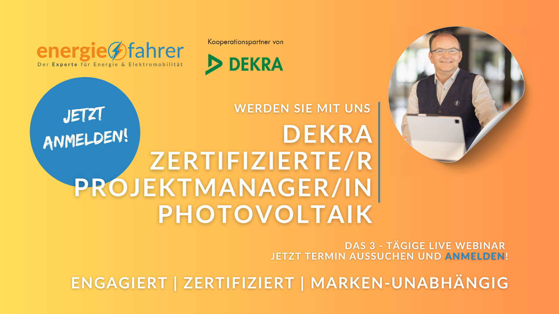 Werden Sie mit uns: DEKRA zertifizierte/r Projektmanager/in Photovoltaik