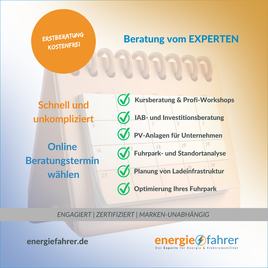 Beratung vom Experten | Kurse, IAB Beratung, Photovoltaik, Elektromobilität, Fuhrparkmanagement Beratung vom Experten | Kurse, IAB Beratung, Photovoltaik, Elektromobilität, Fuhrparkmanagement