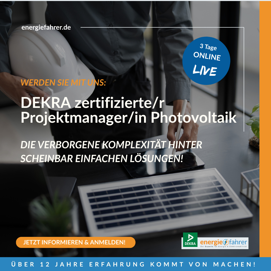 Werden Sie: DEKRA zertifizierte/r Projektmanager/in Photovoltaik