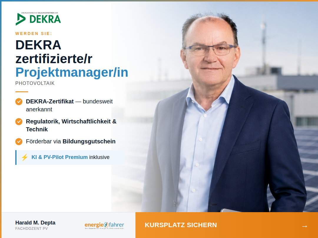 3 Tage Online LIVE – praxisnah, aktuell und mit bundesweit anerkanntem Abschluss. Entwickelt aus über 250 realen Projekten. Nicht aus dem Lehrbuch. Mit KI als echtem Planungswerkzeug — vom ersten Tag an, in jedem Themenblock.