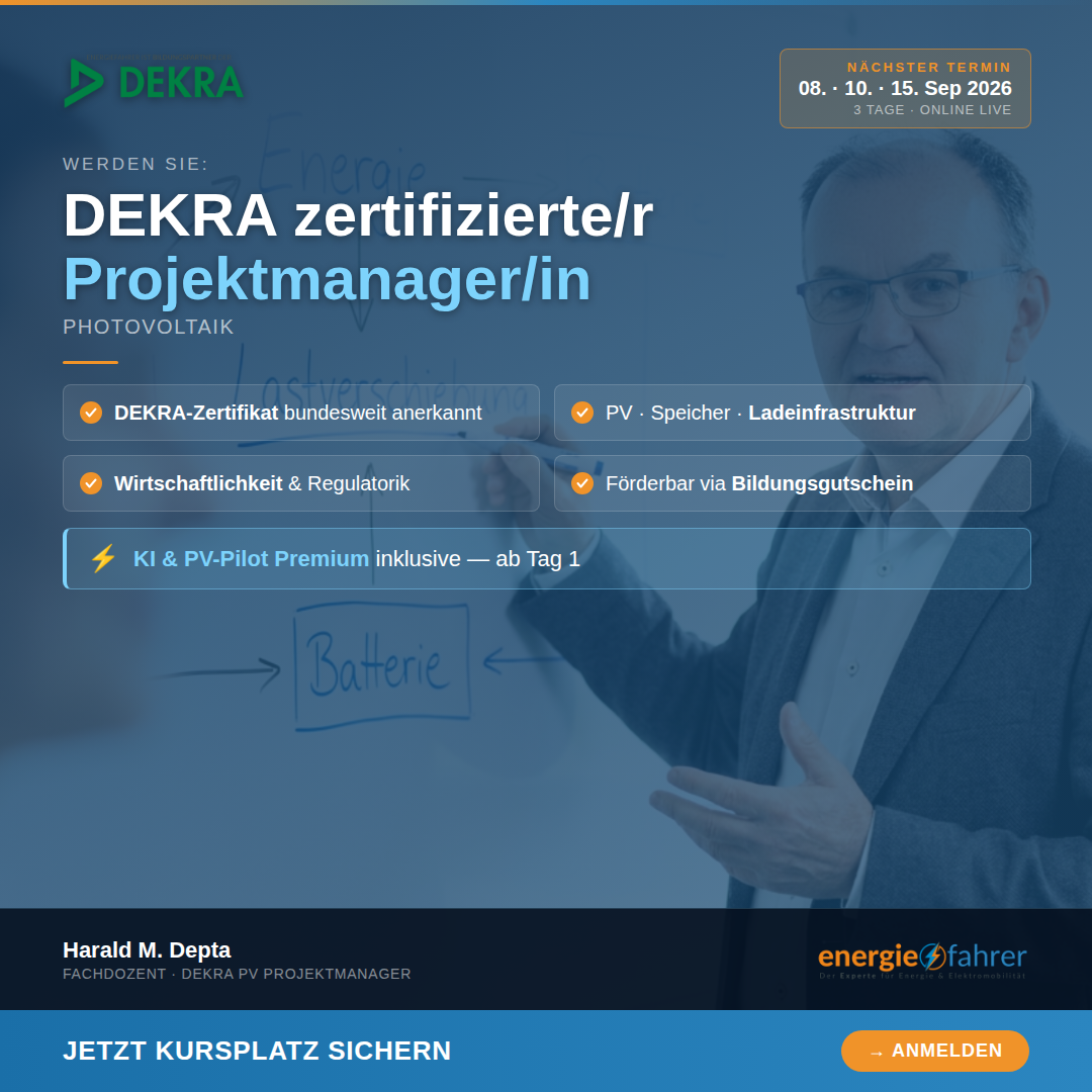 3 Tage Online LIVE – praxisnah, aktuell und mit bundesweit anerkanntem Abschluss. Entwickelt aus über 250 realen Projekten. Nicht aus dem Lehrbuch. Mit KI als echtem Planungswerkzeug — vom ersten Tag an, in jedem Themenblock.