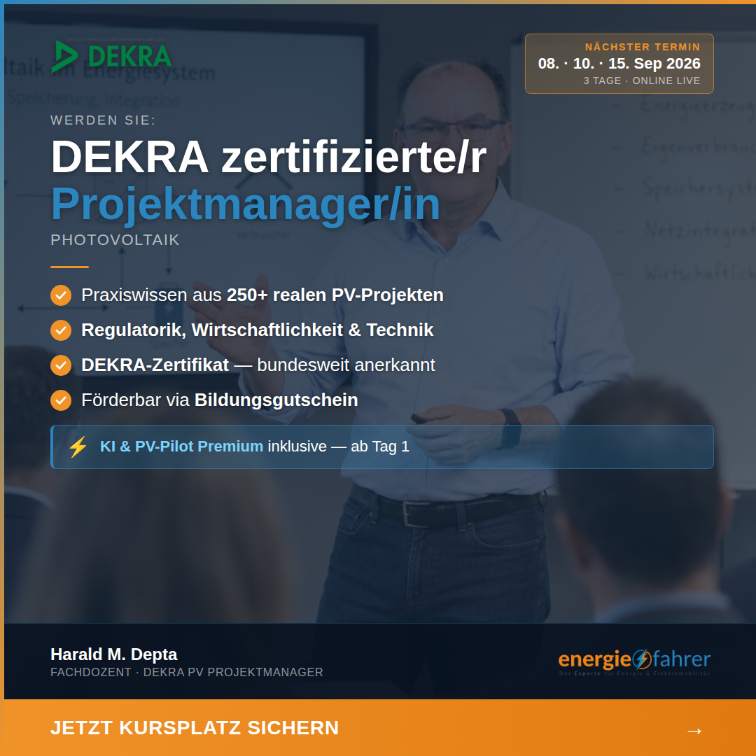 3 Tage Online LIVE – praxisnah, aktuell und mit bundesweit anerkanntem Abschluss. Entwickelt aus über 250 realen Projekten. Nicht aus dem Lehrbuch. Mit KI als echtem Planungswerkzeug — vom ersten Tag an, in jedem Themenblock.