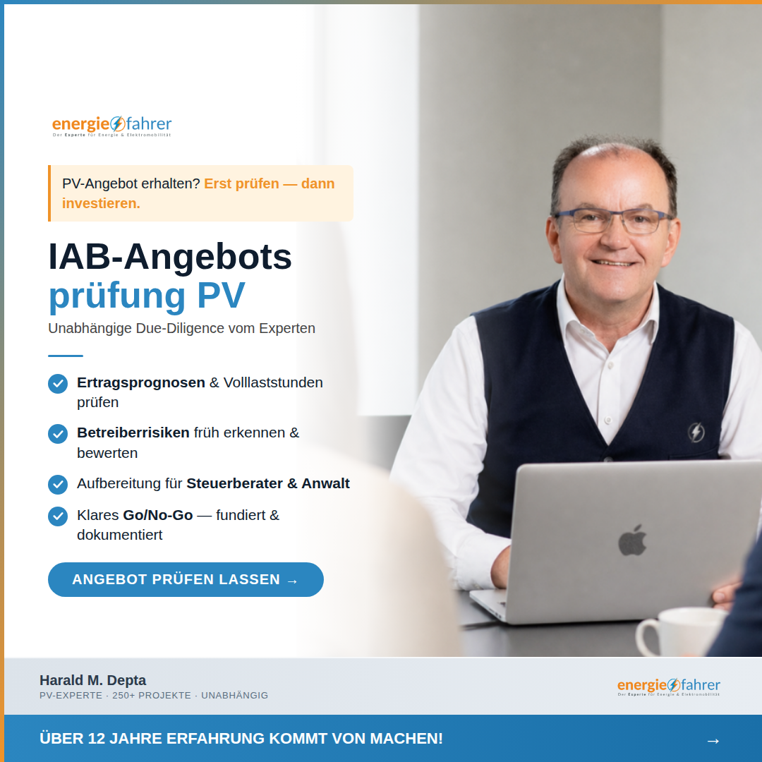Ein attraktives Angebot, eine hohe Steuerersparnis. Bevor Sie sechsstellig investieren, bleibt die entscheidende Frage: Halten die Zahlen, was sie versprechen? Genau das prüfe ich — unabhängig, technisch und wirtschaftlich.
