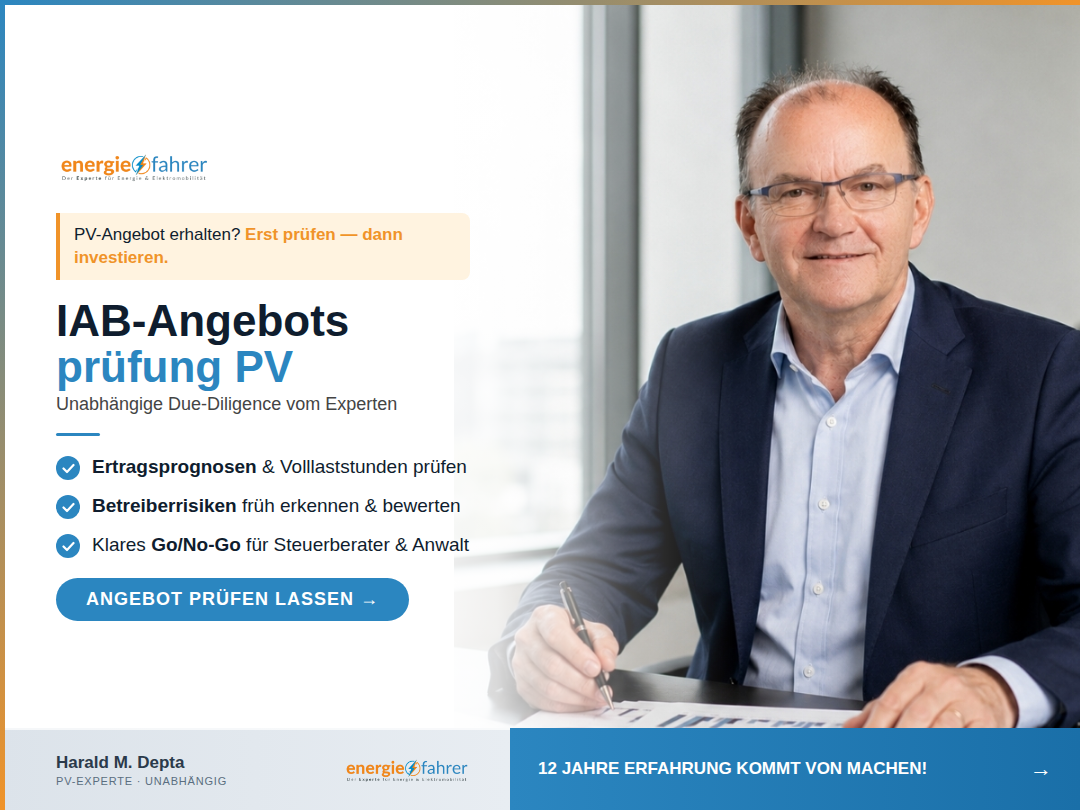 Ein attraktives Angebot, eine hohe Steuerersparnis. Bevor Sie sechsstellig investieren, bleibt die entscheidende Frage: Halten die Zahlen, was sie versprechen? Genau das prüfe ich — unabhängig, technisch und wirtschaftlich.