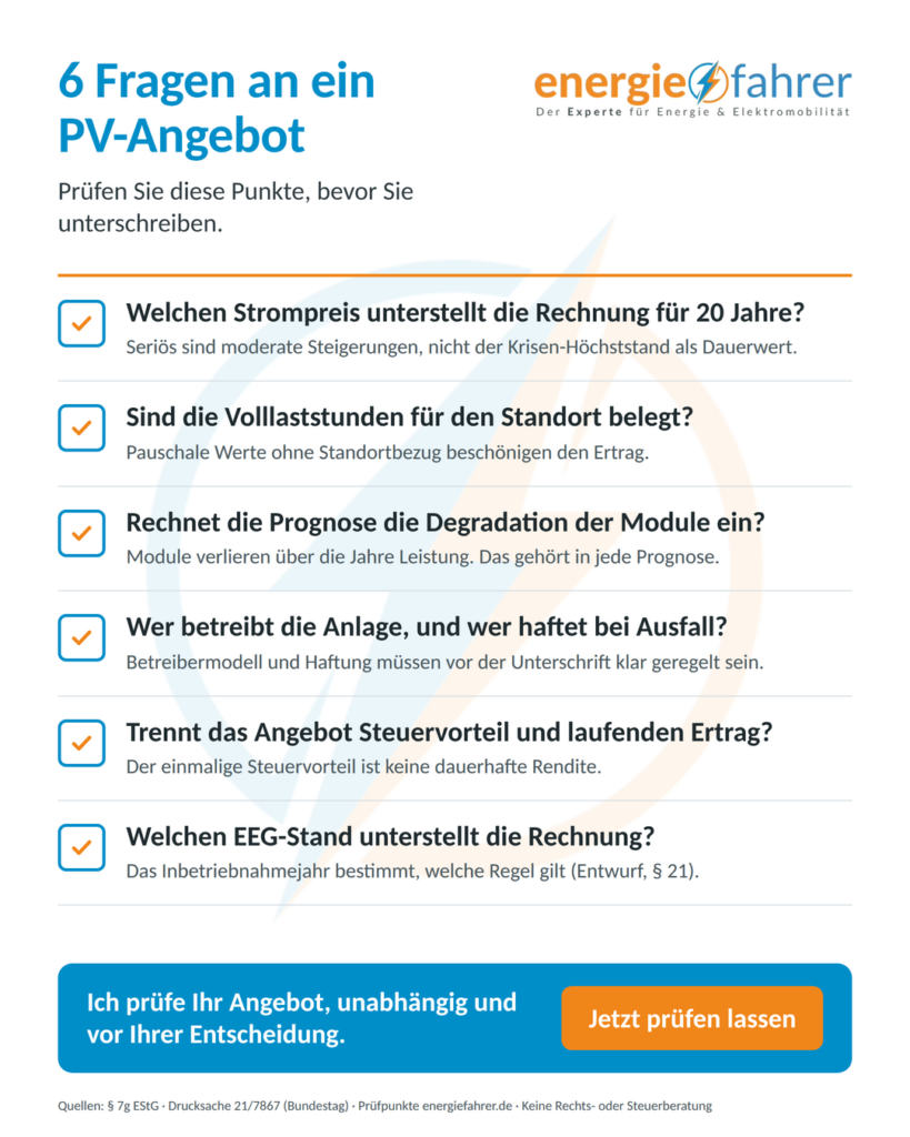 6 Fragen an ein PV Angebot | energiefahrer.de